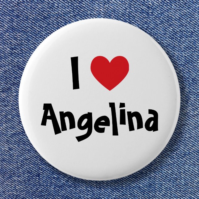 Jag älskar namn knapp (White Black and Red Heart I Love Name Pinback Button)