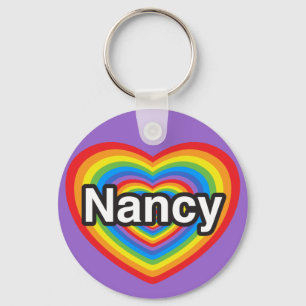 Jag älskar Nancy. Jag älskar dig Nancy. Hjärta Nyckelring
