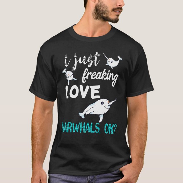 Jag Älskar Narvalar Val Fisk Hav Däggdjur T Shirt (Framsida)
