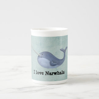 Jag älskar Narwhals Benporslin Mugg