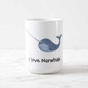 Jag älskar Narwhals - beställnings- text - Kaffemugg