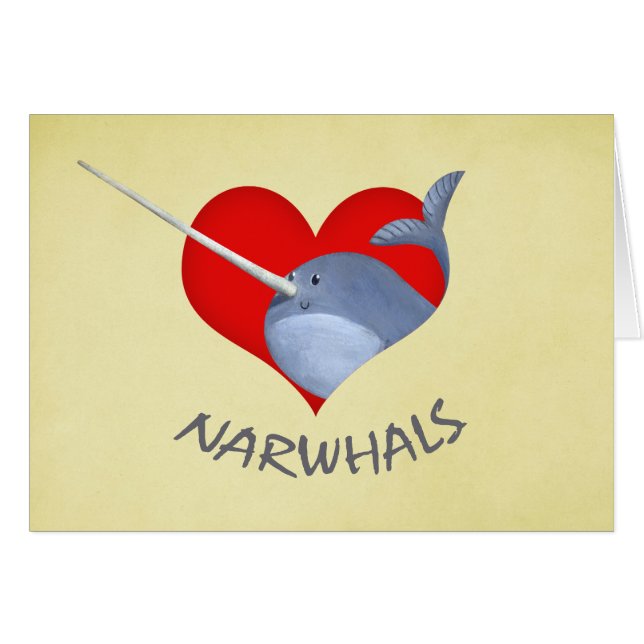 Jag älskar Narwhals Hälsningskort (Framsidan Horizontal)