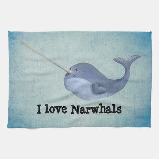 Jag älskar Narwhals Kökshandduk