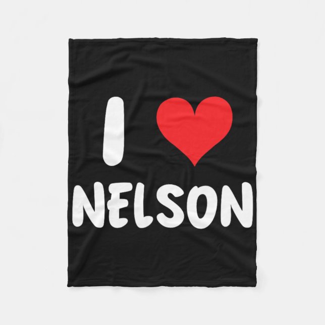 Jag älskar Nelson - Hjärta - Namn  Fleecefilt (Framsidan)