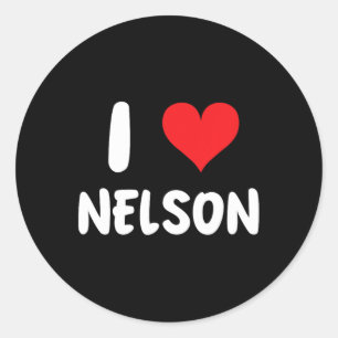 Jag älskar Nelson - Hjärta - Namn  Runt Klistermärke