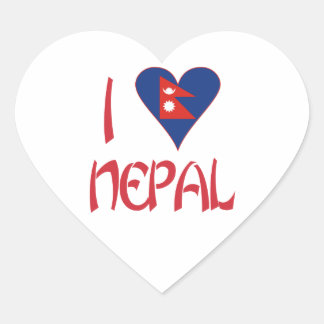 Jag älskar (nepalesisk hjärtflagga) Nepal Hjärtformat Klistermärke