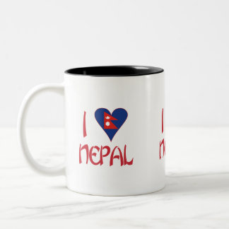Jag älskar (nepalesisk hjärtflagga) Nepal Två-Tonad Mugg