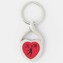 Jag älskar Netballbilddesign Twisted Heart Silverfärgad Nyckelring
