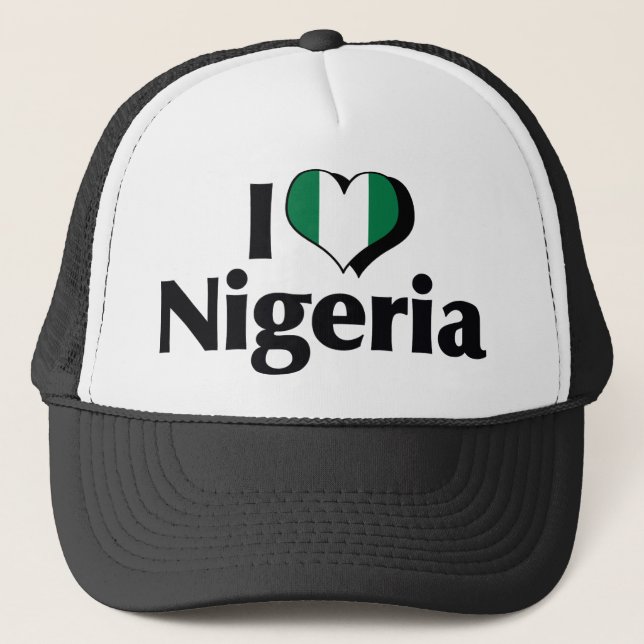 Jag älskar Nigerias flagga Truckerkeps (Framsida)