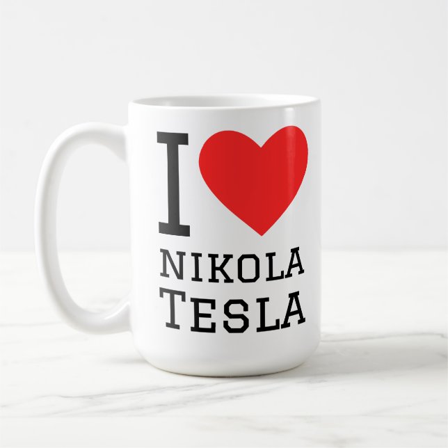 Jag älskar Nikola Tesla  Kaffemugg (Vänster)
