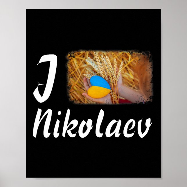 Jag älskar Nikolaev Ukraina Kraft Ukrainsk flaggas Poster (Framsidan)
