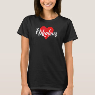 Jag älskar Nikolaus förnamn Kärlek hjärta T Shirt