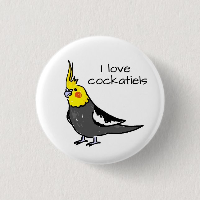 Jag älskar normala grå cockatieler knapp (Framsida)