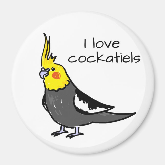 Jag älskar normala grå cockatieler magnet (Framsidan)
