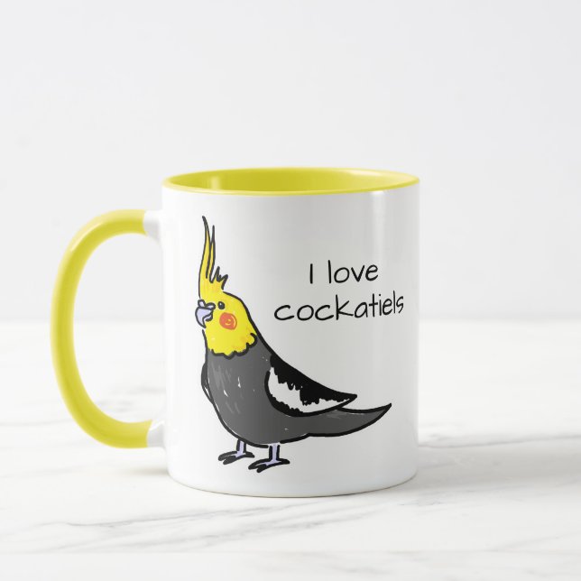 Jag älskar normala grå cockatieler mugg (Vänster)