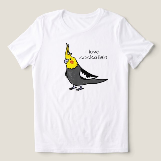 Jag älskar normala grå cockatieler t shirt (Design Framsida)