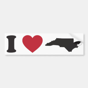 Jag älskar North Carolina Bildekal