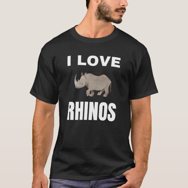 Jag älskar Noshörningar T Shirt (Framsida)
