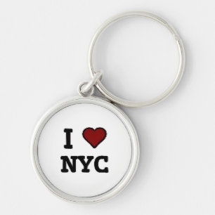 Jag älskar NYC hjärta Rund Silverfärgad Nyckelring