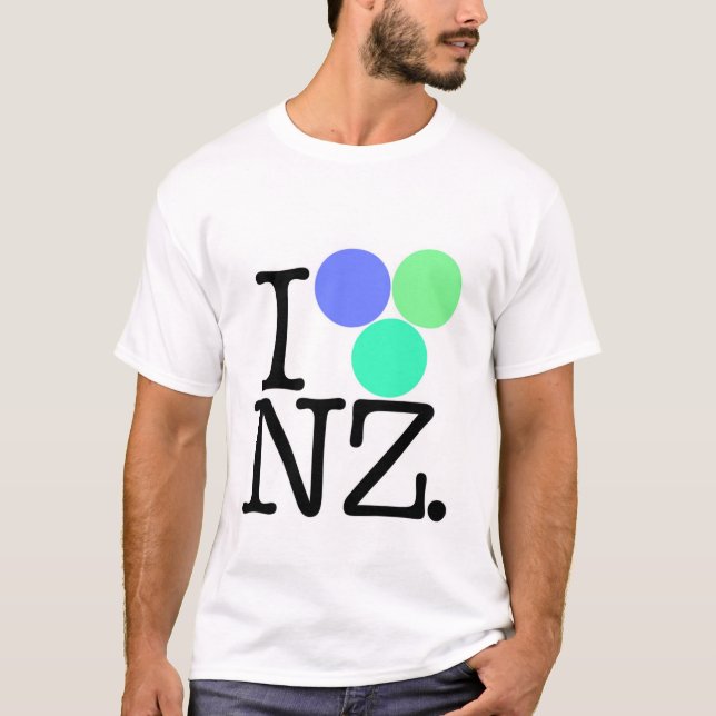 Jag älskar NZ-blått T-shirt (Framsida)