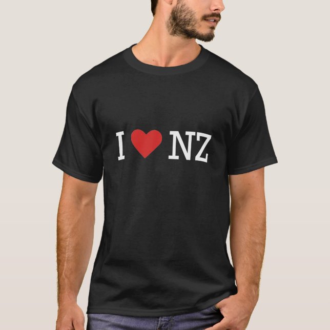 Jag älskar NZ (för mörk t) T-shirt (Framsida)