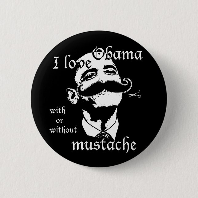 Jag älskar Obama med eller utan mustasch Knapp (Framsida)