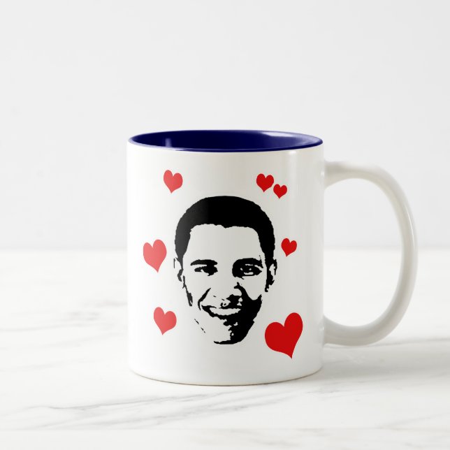Jag älskar Obama Två-Tonad Mugg (Höger)