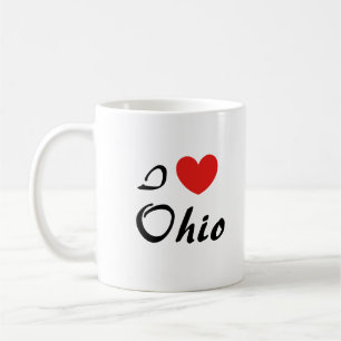 Jag älskar Ohio hjärt-typografi kaffemugg
