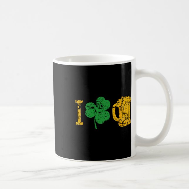 Jag älskar öl Fyrklöver St Patricks Day T-Shirt Kaffemugg (Höger)