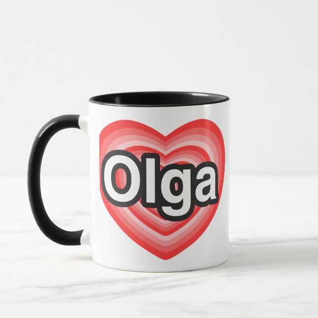 Jag älskar Olga. Jag älskar dig Olga. Hjärta Mugg (Vänster)