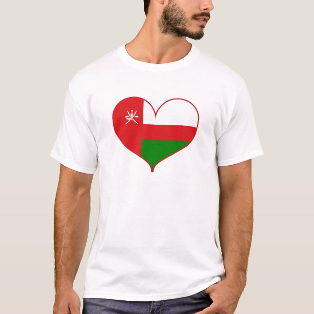 Jag älskar Oman Flagga T Shirt (Framsida)