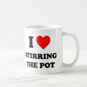 Jag älskar omrörning av krukan kaffemugg