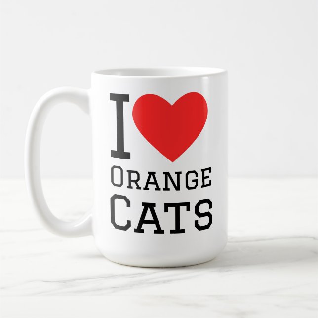Jag älskar orange katter kaffemugg (Vänster)