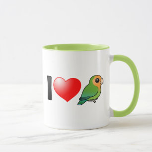 Jag älskar Orangeface Persika-vände mot Lovebird Mugg