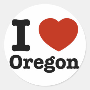 Jag älskar Oregon Runt Klistermärke