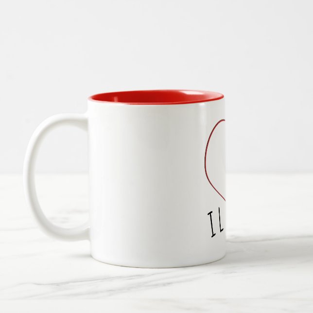 Jag älskar oss klassikermuggen 11oz Två-Tonad mugg (Vänster)