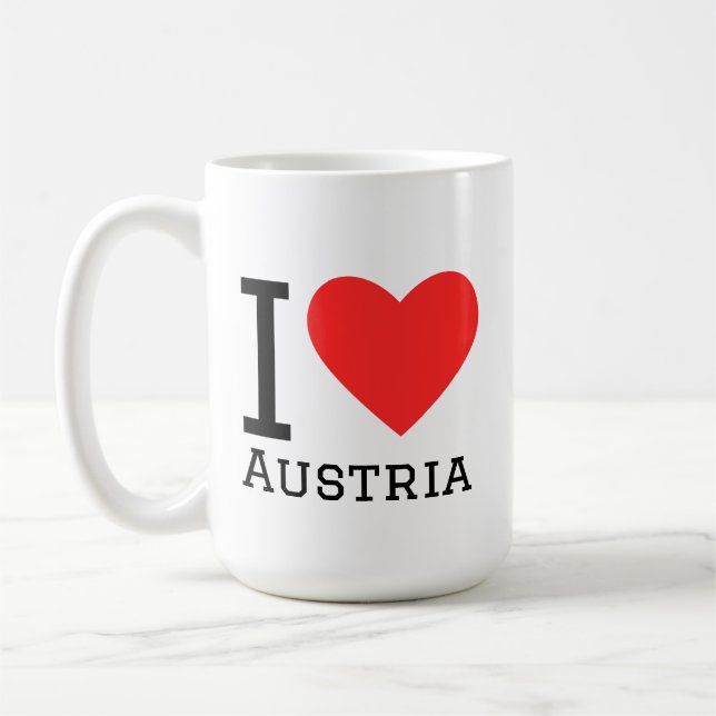Jag älskar Österrike fyrkantig dekal Kaffemugg (Vänster)