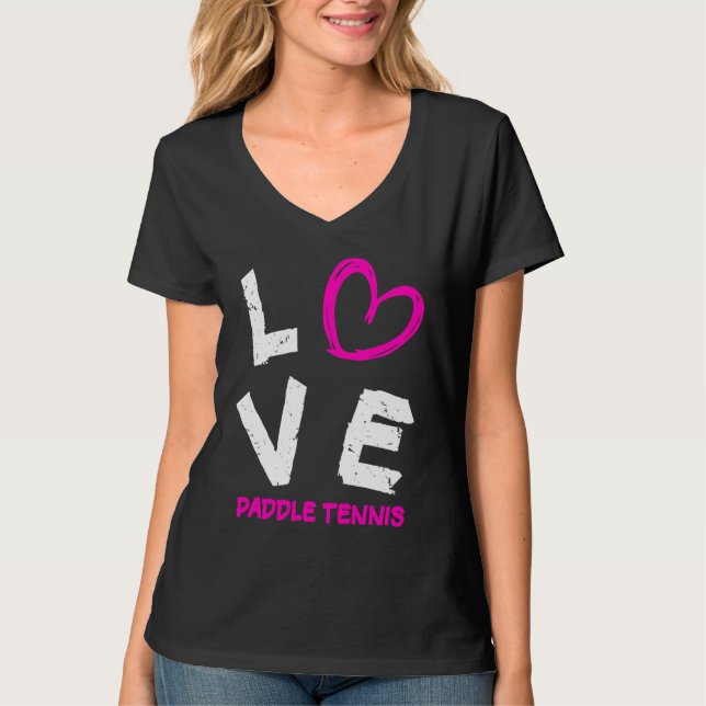 Jag älskar Paddle Tennis Heart T Shirt (Framsida)
