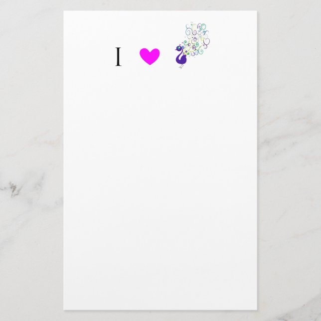 Jag älskar påfåglar brevpapper (Framsida)