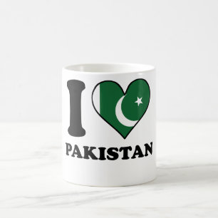 Jag älskar Pakistan pakistansk flaggahjärta Kaffemugg