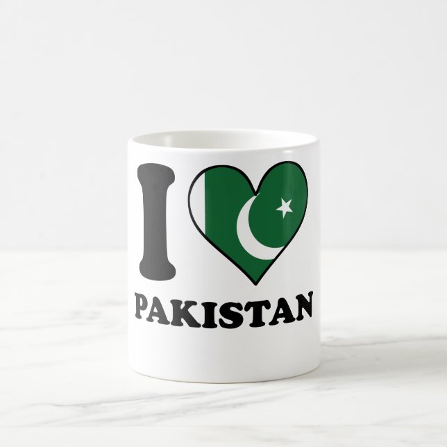 Jag älskar Pakistan pakistansk flaggahjärta Kaffemugg (Center)