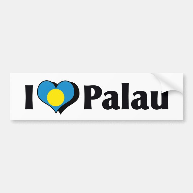 Jag älskar Palau Flagga Bildekal (Framsidan)