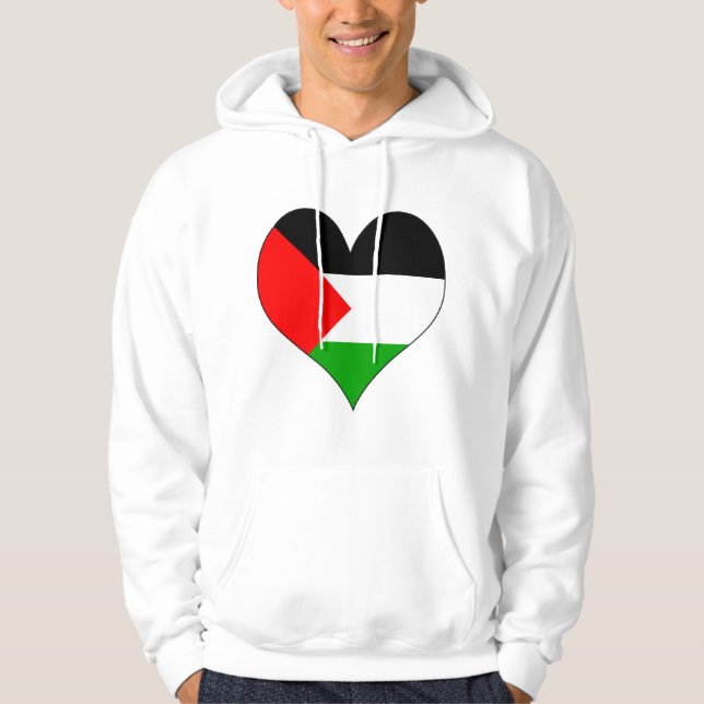 Jag älskar Palestina Sweatshirt Med Luva (Framsida)