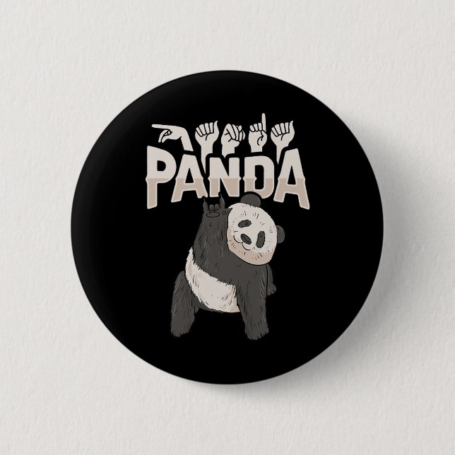 Jag älskar Panda Asl Handgest Deaf Hörselnedsättni Knapp (Framsida)