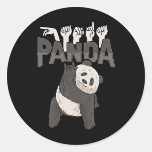 Jag älskar Panda Asl Handgest Deaf Hörselnedsättni Runt Klistermärke
