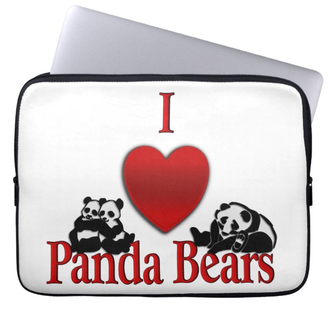 Jag älskar Panda Björnar Kul Laptop Fodral (Framsidan)