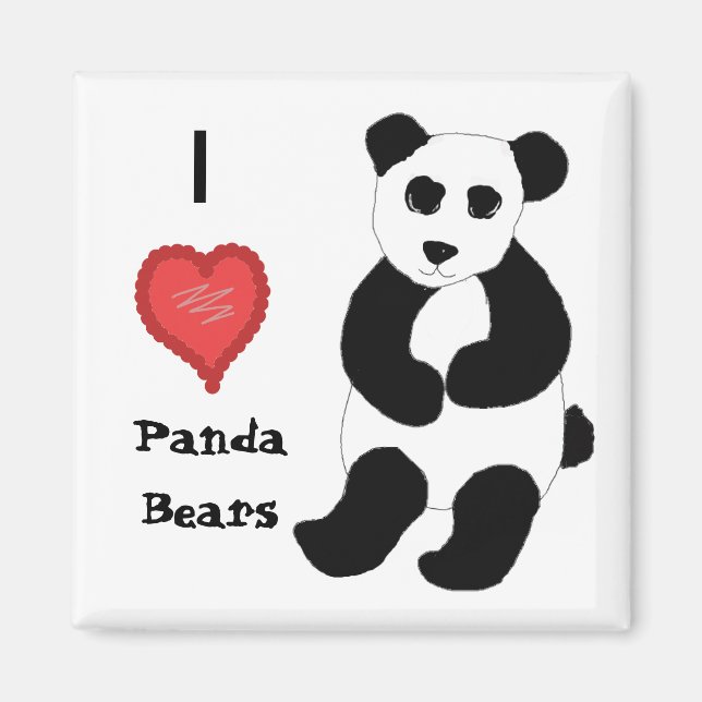 Jag älskar Panda Björnar Magnet (Framsidan)