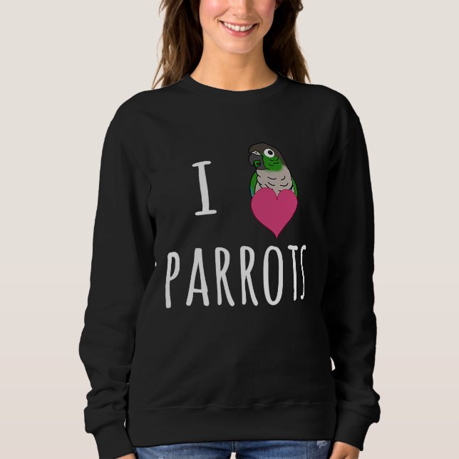 Jag älskar papegojor Söt grönkindad conure  Fågel  T Shirt (Framsida)