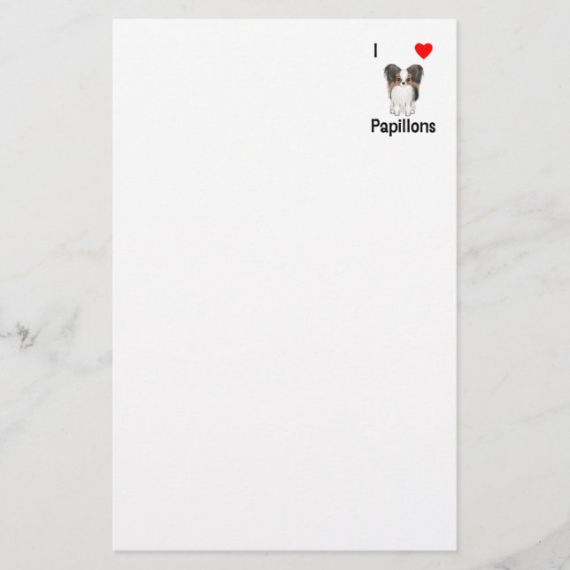 Jag älskar Papillons (bilden) Brevpapper (Framsida)