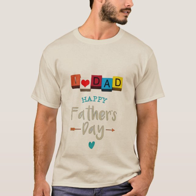 Jag älskar pappa fars dag T-Shirt | Söta ABC-block (Framsida)